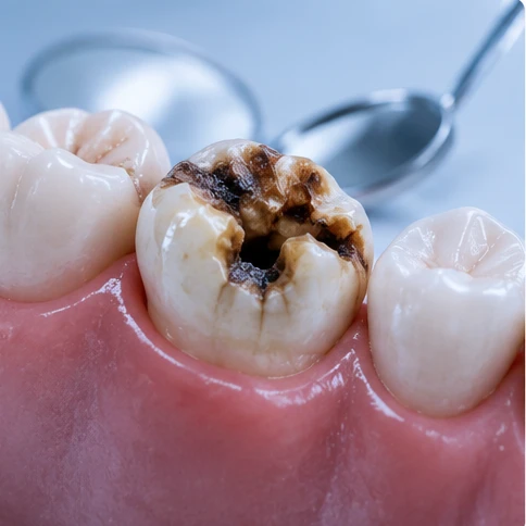 Extracție dentară carii severe – molar afectat de carie profundă Sector 2