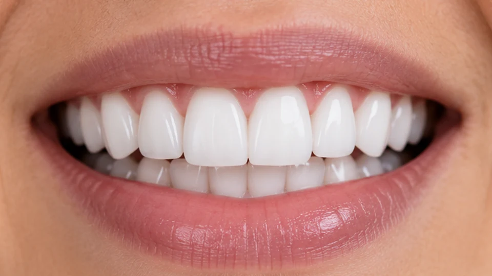 Detaliu fațete dentare ceramice naturale – dinți frontali perfect aliniați Sector 2