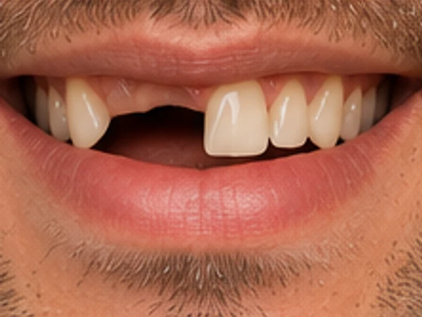 Înainte de implant dentar – dinte frontal lipsă, clinică implant dentar Sector 2