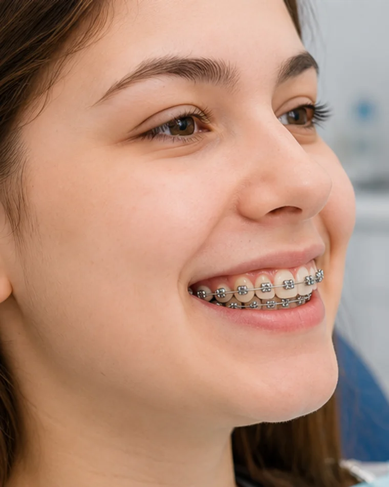 După tratamentul ortodontic – 18 luni După tratamentul ortodontic cu aparat dentar – zâmbet aliniat la Clinica Rodenta Sector 2
