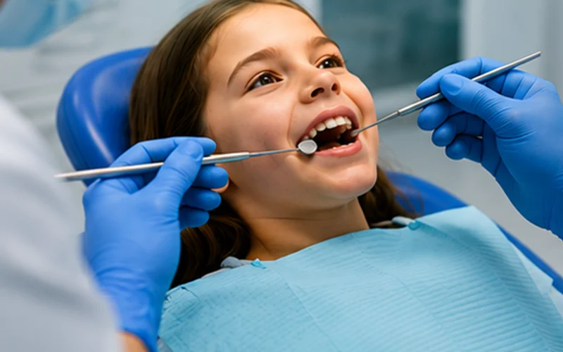 Control stomatologic copii – Sector 2 Control stomatologic copii Sector 2 – examinare dentară cu oglindă la Clinica Rodenta