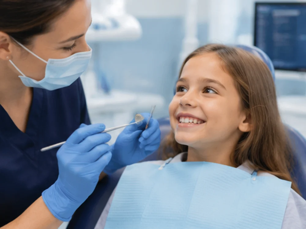 De ce să alegi Clinica Rodenta pentru stomatologie copii Medic pedodont și copil zâmbitor în cabinet stomatologic premium – Clinica Rodenta Sector 2